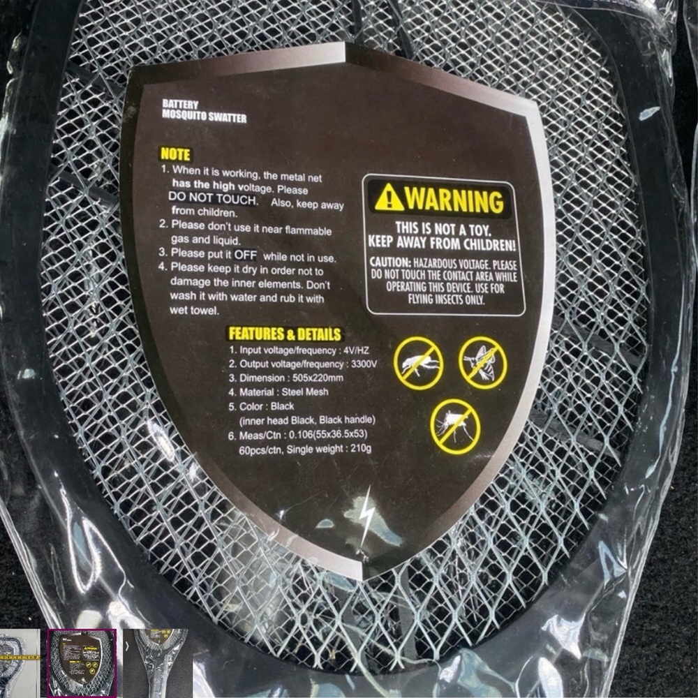 Bug Zapper Mosquito Swatter  Requires 2AA Batteries Black, Large Racket NEW